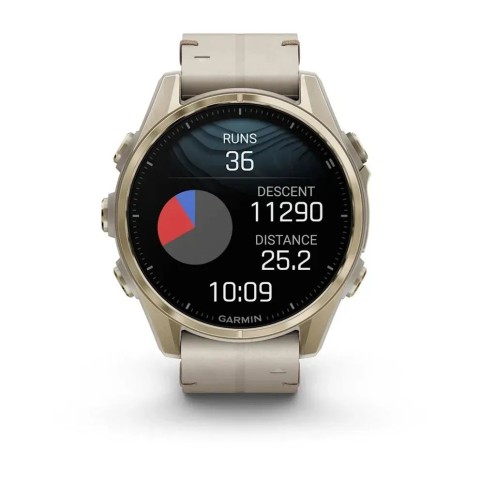 Смарт-часы Garmin fenix 8 AMOLED (43 мм) Sapphire золотистий/известняково-серый кожаный ремешок эксклюзив
