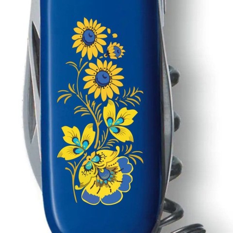 Ніж Victorinox Spartan Ukraine 91мм,12функ,син ,Квіти