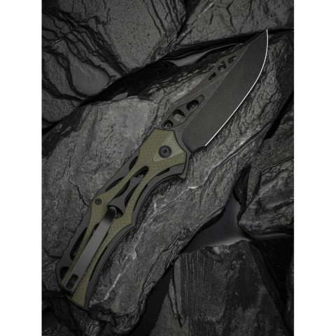 Ніж складаний туристичний Civivi Biophase, (8.9 см) Nitro-V / Aluminum & G10 чорно-зелений