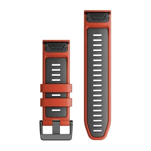 Ремінці для годинника Garmin QuickFit 26 силіконові, полум’яно-червоні/графітові