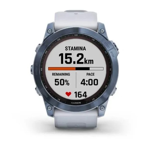 Смарт-годинник Garmin fenix 7X Sapphire Solar мінерально-синій титановий DLC з ремінцем кольору білого каменю