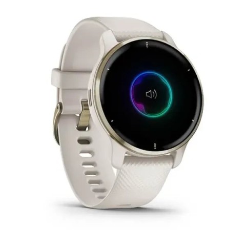 Смарт-часы Garmin Venu 2 Plus айвори с кремово-золотистым безелем и силиконовым ремешком