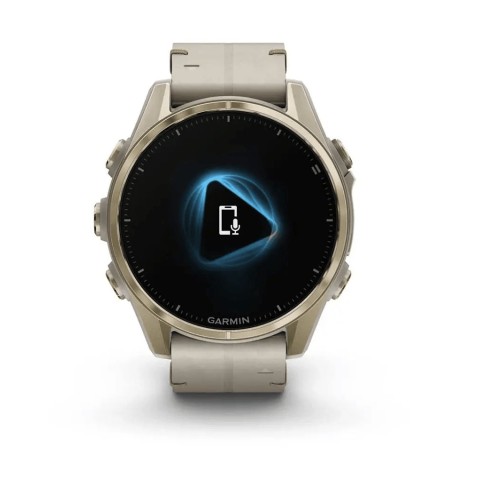 Спортивний годинник Garmin Fenix 8 Amoled 43мм Sapphire Soft Gold з піщаним шкіряним ремінцем 010-02903-40