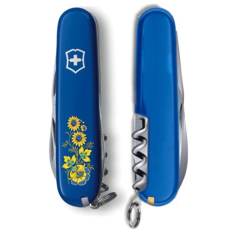 Ніж Victorinox Spartan Ukraine 91мм,12функ,син ,Квіти