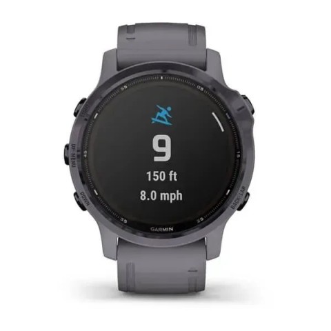 Смарт-часы Garmin fenix 6S Pro Solar Edition аметистово-стальные с серым замшевым ремешком
