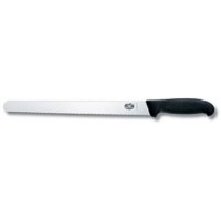 Нож кухонный для нарезки Victorinox Fibrox 36 см, серрейтор, черный