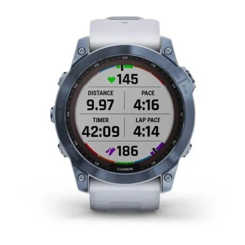 Смарт-часы Garmin fenix 7X Sapphire Solar минерально-синие титановые DLC с ремешком цвета белого камня
