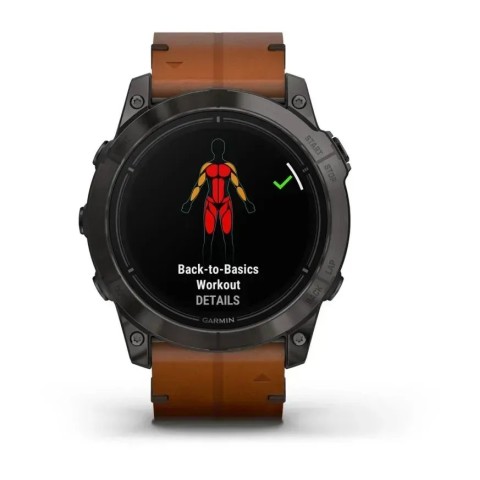 Смарт-часы Garmin epix Pro Gen 2 Sapphire Edition (51 мм) карбоново-серые титановые DLC с каштановым кожаным ремешком