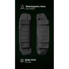 Ергономічні плечові демпфери для плитоноски “М4” XS-XL (2 шт | Під бронепакети | Чорний) ТМ Балістика