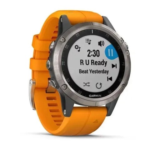 Смарт-годинник Garmin fenix 5 Plus Sapphire титановий з помаранчевим ремінцем