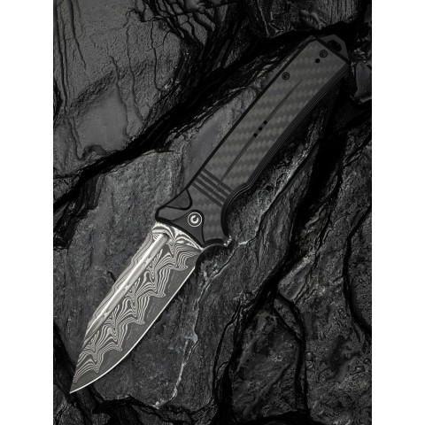 Ніж складаний туристичний Civivi Neurohaptic, (9.5 см) Damascus / Carbon Fiber & G10