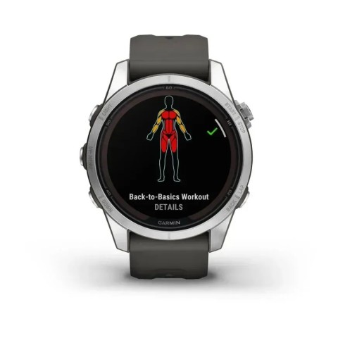 Смарт-часы Garmin fenix 7S Pro Solar Edition серебристые с ремешком графитового цвета