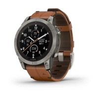 Смарт-годинник Garmin fenix 7 Pro Sapphire Solar Edition титановий з каштановим шкіряним ремінцем