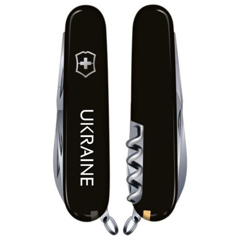 Ніж Victorinox Spartan Ukraine 91мм,12функ,чорн ,Ukraine біл.