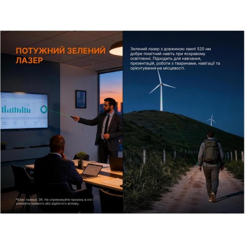 Ліхтар Fenix E08R UE, зелений