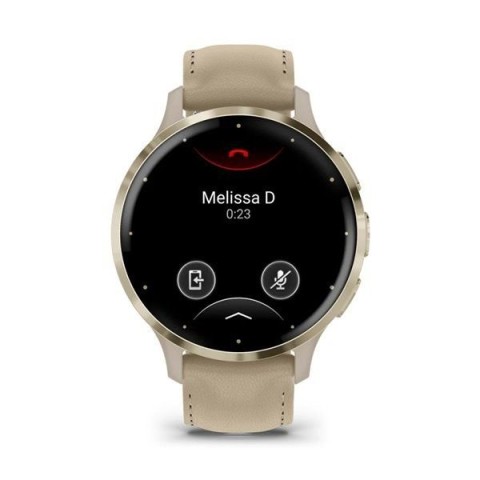 Спортивний годинник Garmin Venu 3S French Gray Soft Gold з шкіряним ремінцем 010-02785-55