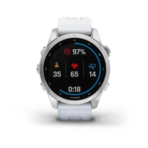 Смарт-часы Garmin fenix 7S серебристые с ремешком цвета белого камня