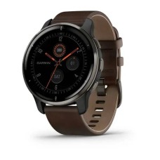 Смарт-годинник Garmin Venu 2 Plus графітовий з коричневим шкіряним ремінцем