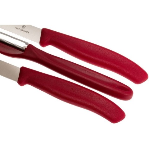 Набір кухонний Victorinox SwissClassic Paring Set 3шт з черв. ручкою (2 ножа, овочечистка) у подар.упак.