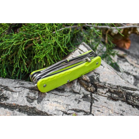 Багатофункціональний ніж Ruike Trekker LD43, (8.5 см) 12C27 / G10 зелений, 15 інстр.