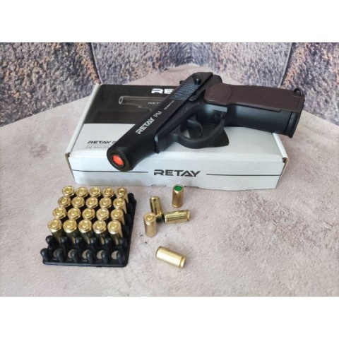 Пистолет стартовый Retay PM Makarov Black 9мм Small SET