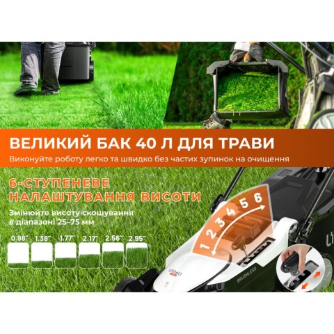 Акумуляторна газонокосарка Litheli, живлення від павербанків (УМБ Litheli Power Bank 20000 mAh, 45 W, 4А 2 шт в комплекті)