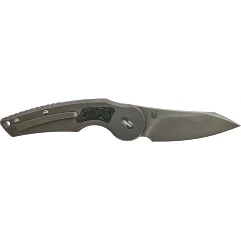 Нож Fox Jupiter Black Blade Titanium, Bead blasted Titanium + Jungle Wear carbon fiber i ц:gray/green