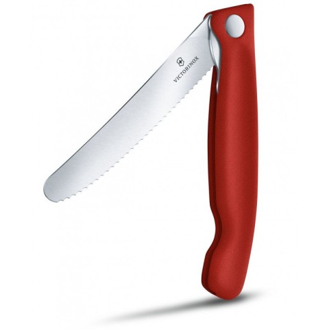 Кухонний ніж Victorinox SwissClassic Foldable Paring лезо 11см хвил. з черв. ручкою (блістер)