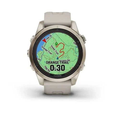 Смарт-годинник Garmin fenix 7S Pro Sapphire Solar Edition ніжно-золотистий зі світло-пісочним ремінцем