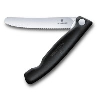 Ніж кухонний складний Victorinox SwissClassic 11 см, серрейтор, заокруглений, чорний