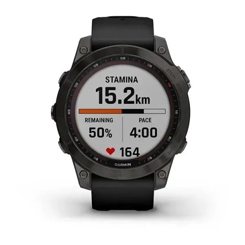 Смарт-годинник Garmin fenix 7 Sapphire Solar карбоново-сірий титановий DLC з чорним ремінцем