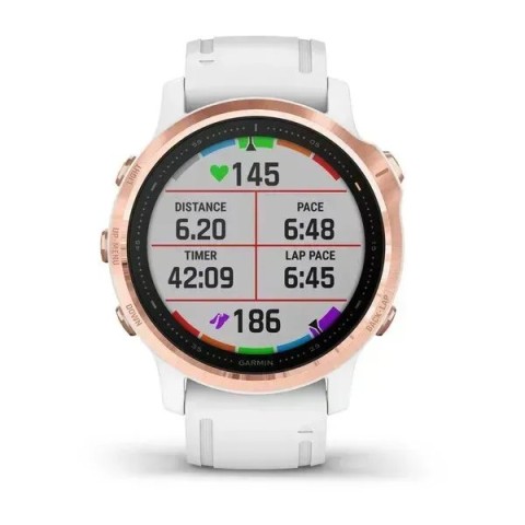 Смарт-часы Garmin fenix 6S Pro розово-золотистые с белым ремешком