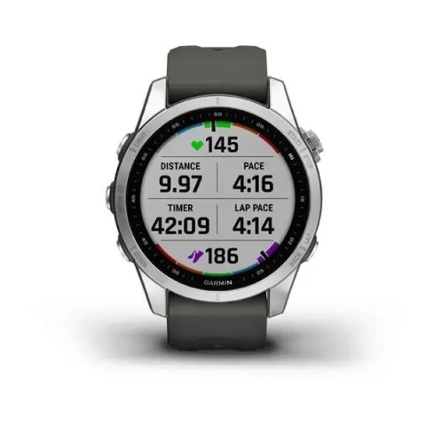 Смарт-часы Garmin fenix 7S серебристые с ремешком графитового цвета