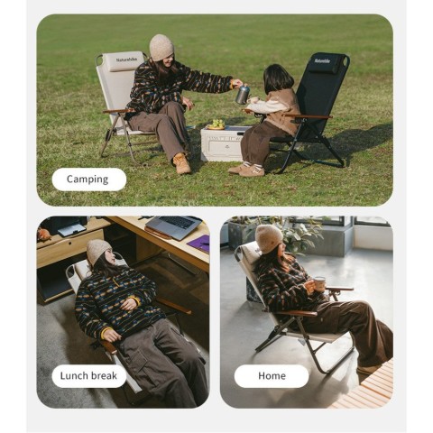 Крісло складане з регульованим нахилом Naturehike CNK2550JJ012, вуглецева сталь, чорний