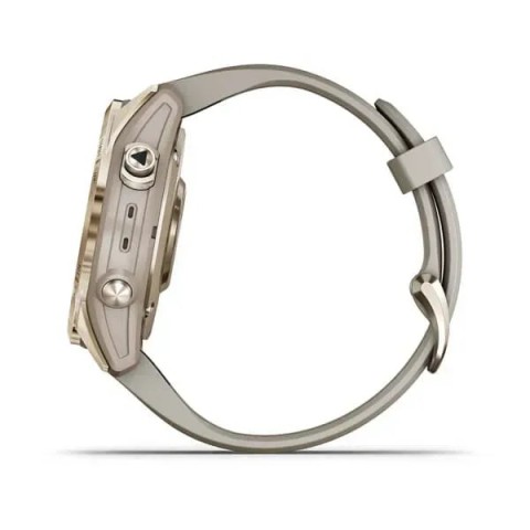 Смарт-годинник Garmin fenix 7S Sapphire Solar кремово-золотистий титановий зі світло-пісочним ремінцем