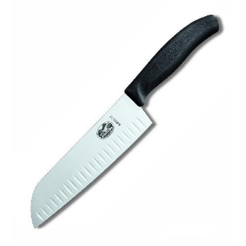 Кухонний ніж Victorinox SwissClassic Santoku лезо 17см ріфл. з чорн. ручкою (блістер)