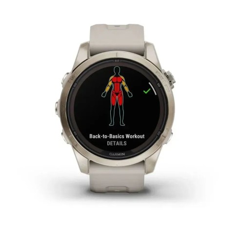 Смарт-годинник Garmin fenix 7S Pro Sapphire Solar Edition ніжно-золотистий зі світло-пісочним ремінцем