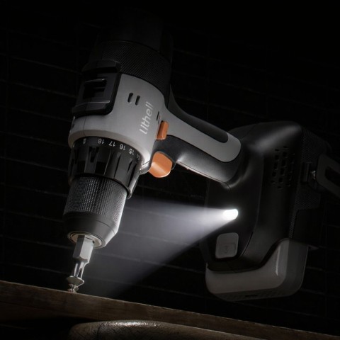 Акумуляторний дриль‑шурупокрут Litheli щітковий, живлення від павербанку (УМБ Litheli Power Bank 20000 mAh, 45 W, 2А в комплекті)