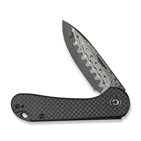 Ніж складаний кишеньковий Civivi Elementum Slip Joint, (7.5 см) Damascus / Carbon Fiber сірий