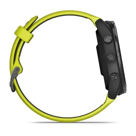 Смарт-часы Garmin Forerunner 965 с карбоново-серым титановым безелем, черным корпусом и желтым/черным силиконовым ремешком