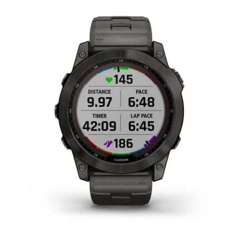 Смарт-годинник Garmin fenix 7X Sapphire Solar карбоново-сірий титановий DLC з титановим вентильованим браслетом