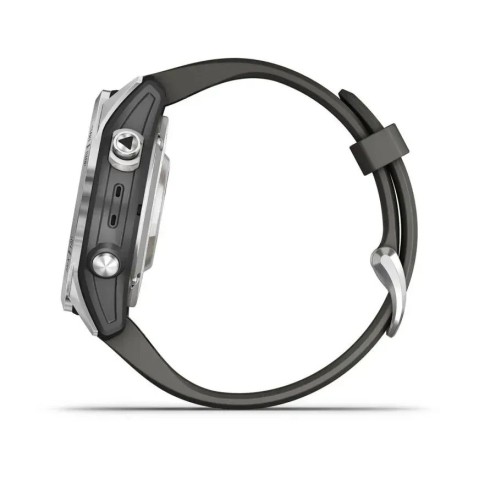 Смарт-часы Garmin fenix 7S Pro Solar Edition серебристые с ремешком графитового цвета