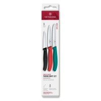 Набір ножів для чищення овочів Victorinox Swiss Classic 3 ножа чорн/черв/зел 6.7116.34C1