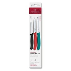 Набір ножів для чищення овочів Victorinox Swiss Classic 3 ножа чорн/черв/зел 6.7116.34C1