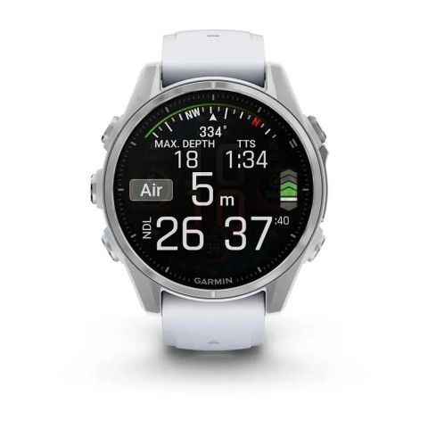 Garmin Fenix 8 AMOLED (43 мм) сріблястий/білий камінь
