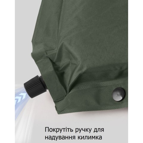 Матрац з подушкою ортопедичний одномісний  Naturehike CNK2450WS020, самонадувний, 200х63х10 см, темно-зелений