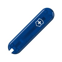 Накладка на ніж Victorinox 58мм blue transparent передня з лого (Fa+)