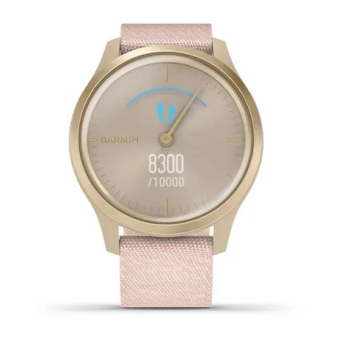Смарт-годинник Garmin vivomove Style зі світло-золотим корпусом та рожевим ремінцем