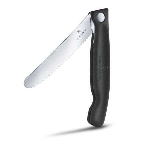 Ніж кухонний складний Victorinox SwissClassic 11 см, серрейтор, заокруглений, чорний
