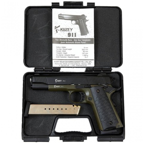 Стартовый пистолет KUZEY 911#2 Black/Green Grips
